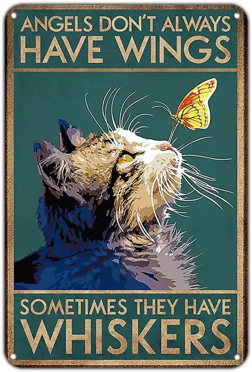 Ct Metl Sgn - ngels n't lwys Hve Wngs Vntge Tn Home Decoon 8x12 nch