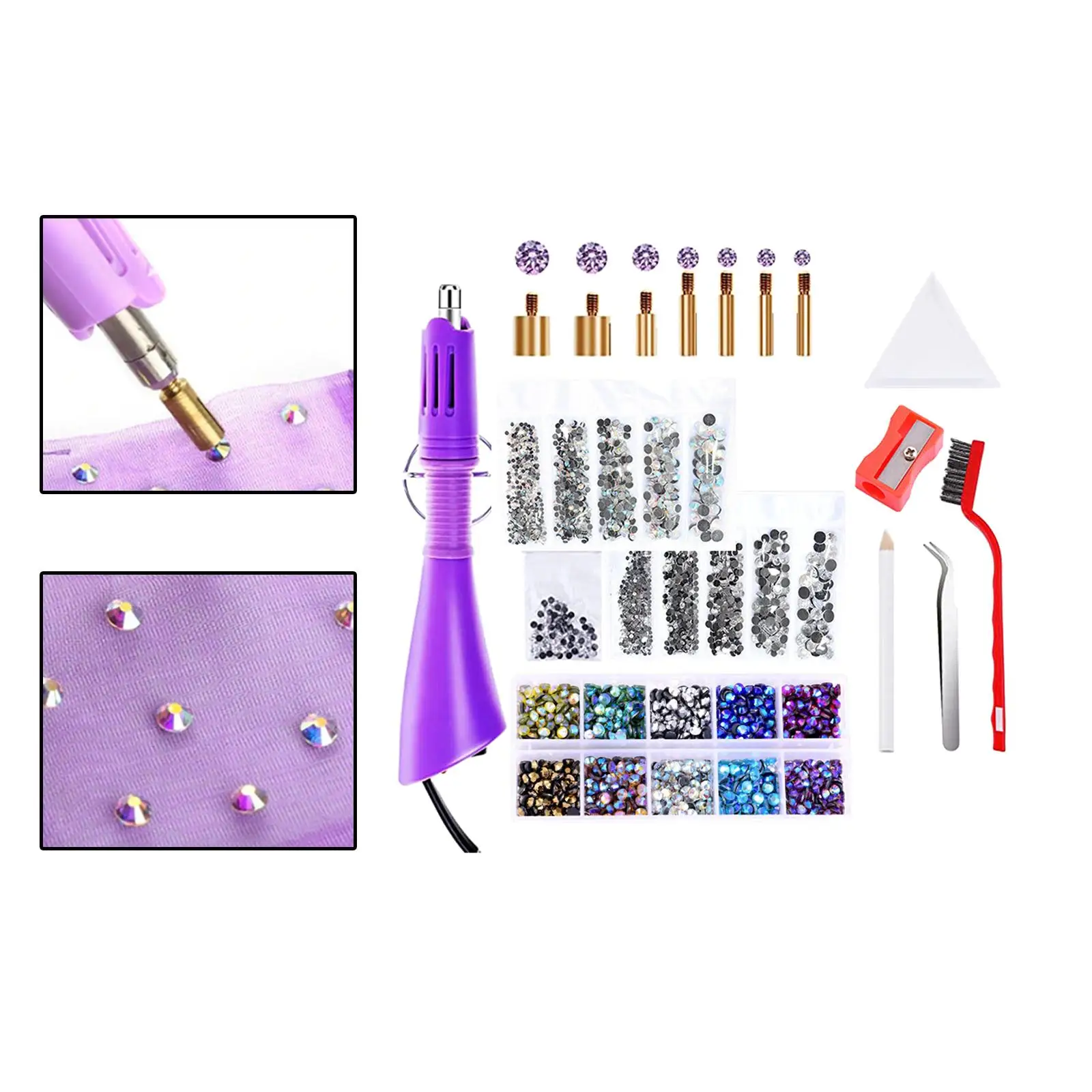 

Hot Fixed Rhinestone Applicator 7 Different Sizes Tips with Accessories Set DIY Tool Applicator Machine for Embellishment Crafts