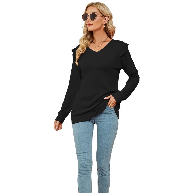 

Футболка женская с длинным рукавом и V-образным вырезом