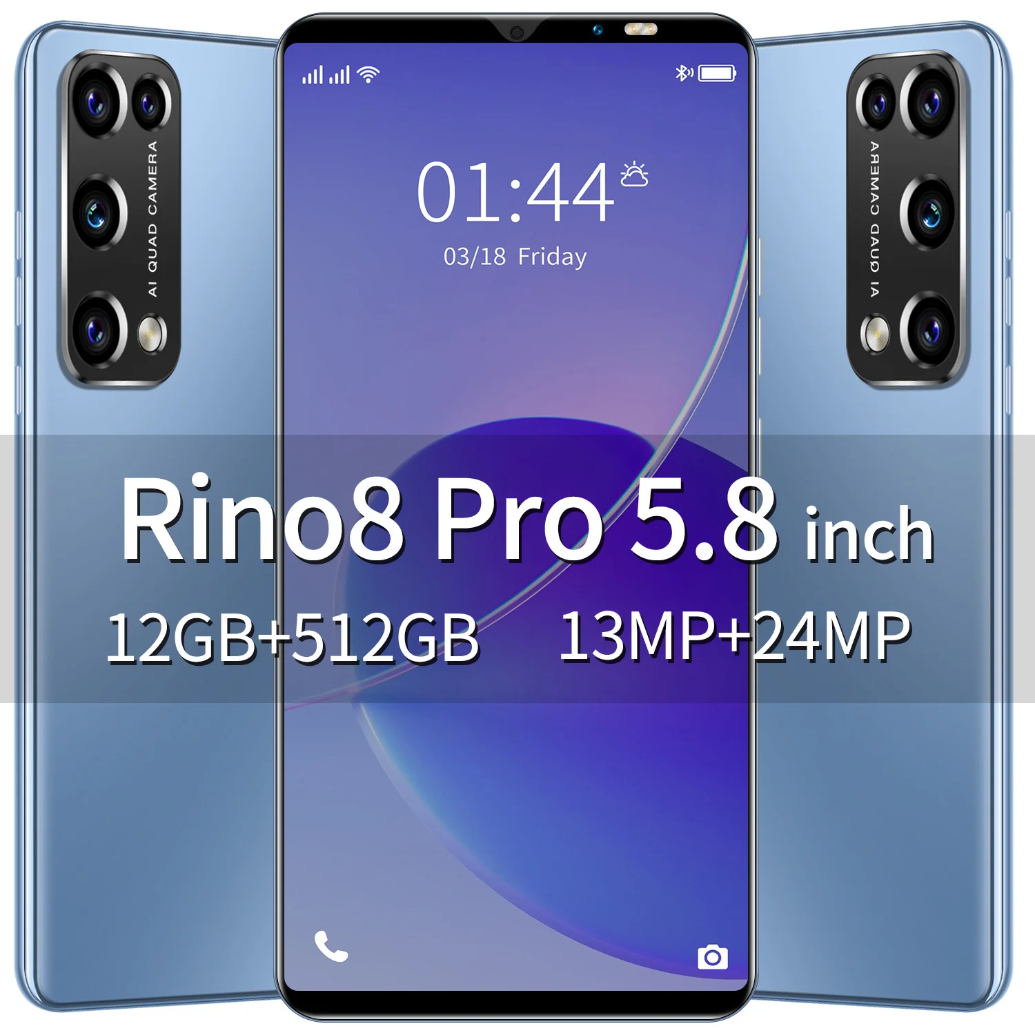 

Rino8 Pro MTK6889 Deca Cores CPU 5.8Inch HD+Fullscreen 6+128GB 1080x2320 13+24MP 4800mAH Android Global Version Smart Phone