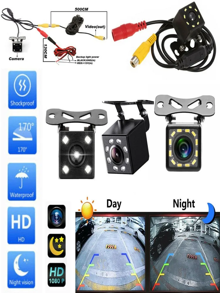 

Car Reverse Camera Rearview IR Night Vision 4/8/12 LED Waterproof Parking Assistance Back HD Image Sensor Camera 420TV lines