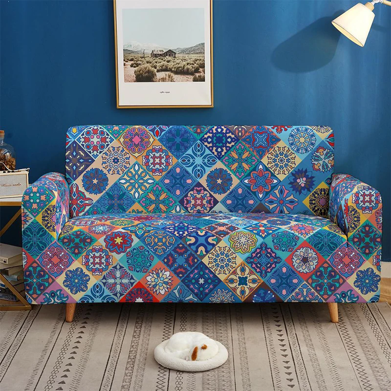 

Mandala Print Stretch Sover Cover for Living Room Elastic Case for Sectional Corner Sofa Cover Mandala Universal Armchair Covers