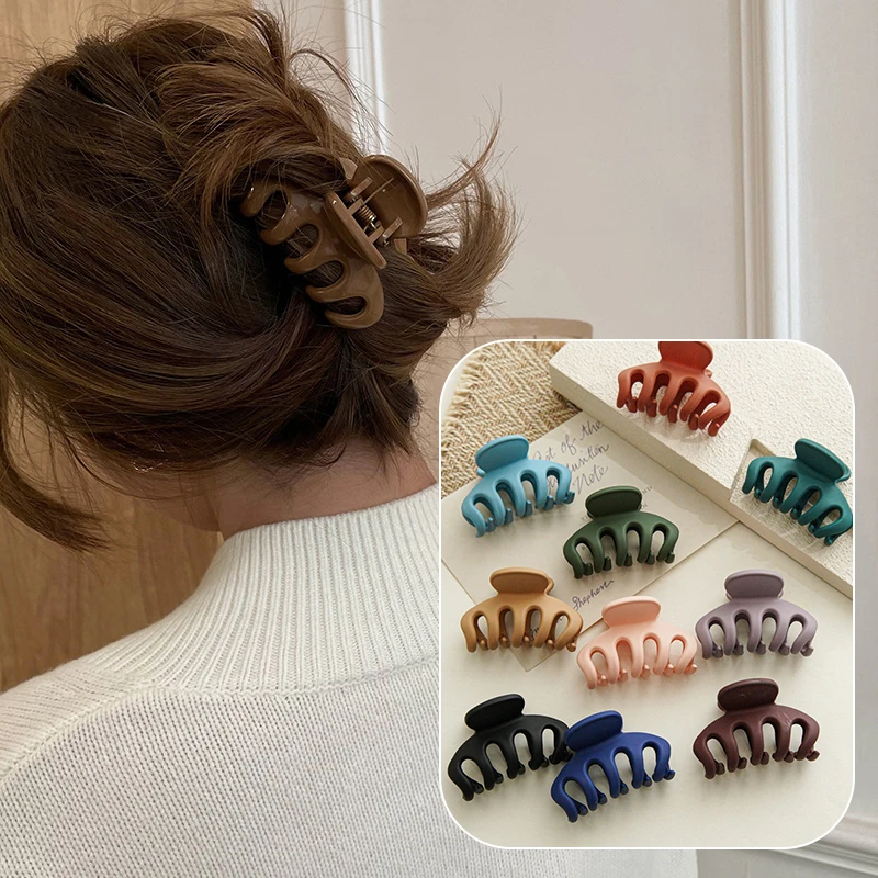 

1PC Small Hair Claw Matte Color Claw Clips Acrylic High Horsetail Hairpin Women Girls Mini Solid Barrette Clamp Hair Accessories