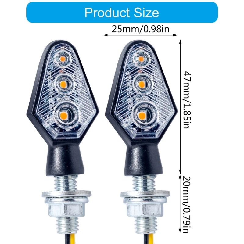 Светодиодные сигнальные фонари для мотоцикла SZYU Поворотники 3 светодиода теплый