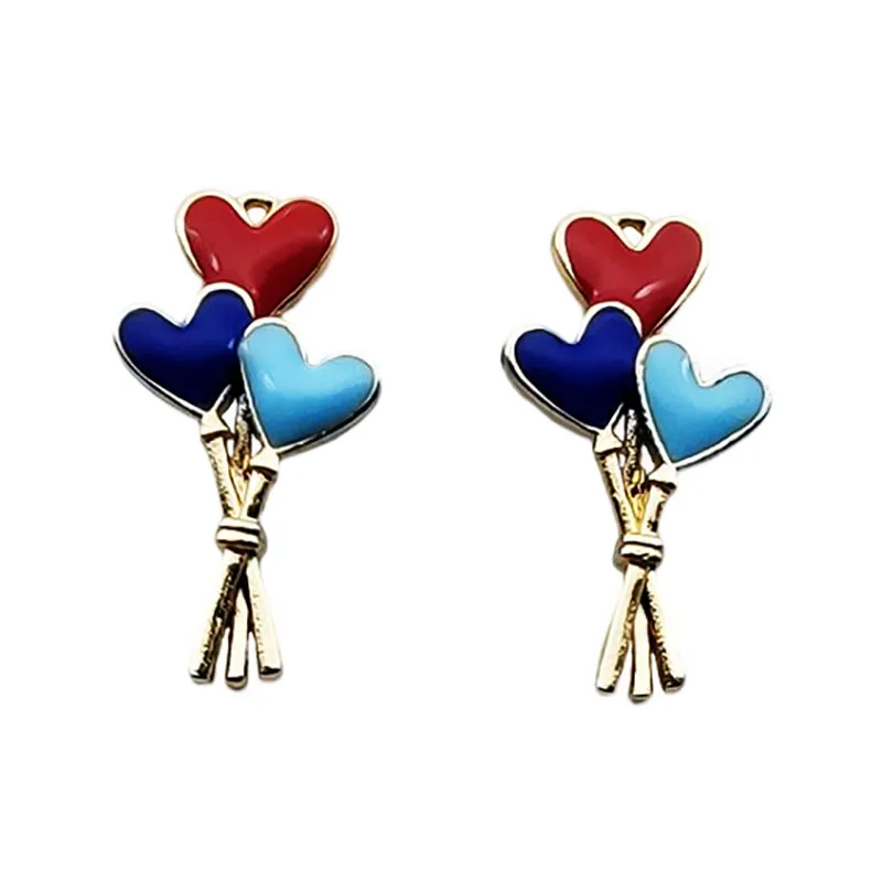 

WZNB 10Pcs Enamel Hearts Balloon Charms Alloy Pendants For Jewelry Making DIY Necklaces Earrings Handmade Supplies Accessories