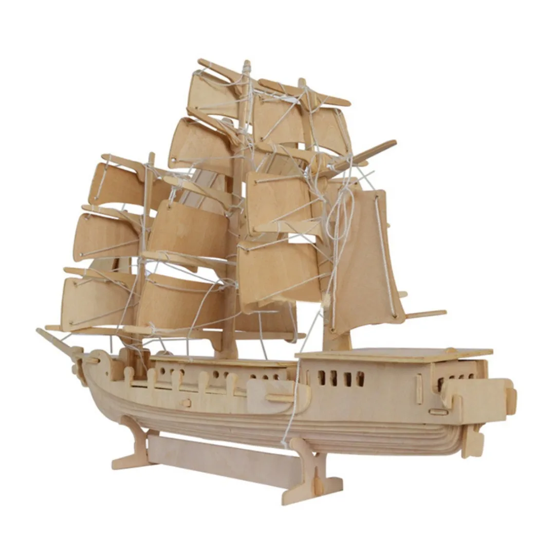 

Mayitr 1set Wooden Sailing Ship Model 3D Puzzle High Quality Wood Construction Simulation Models Kit for Kid Adult