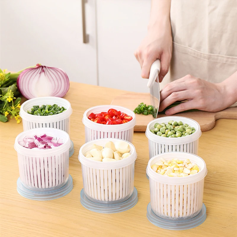 

Double Layer Vegetables Sealed Keeper Fresh Storage Box With Drain Basket Refrigerator use Draining Crisper Strainers Container