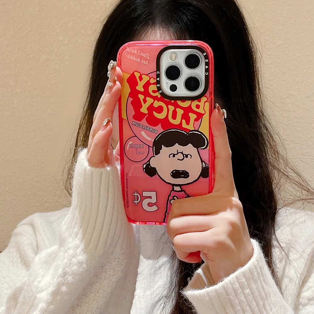 

Cartoon Anime Snoopies Lucies Glitter powder Phone Case For iPhone 14 13 12 11 Pro Max 13 Pro Couple Anti-drop Soft Back Cover