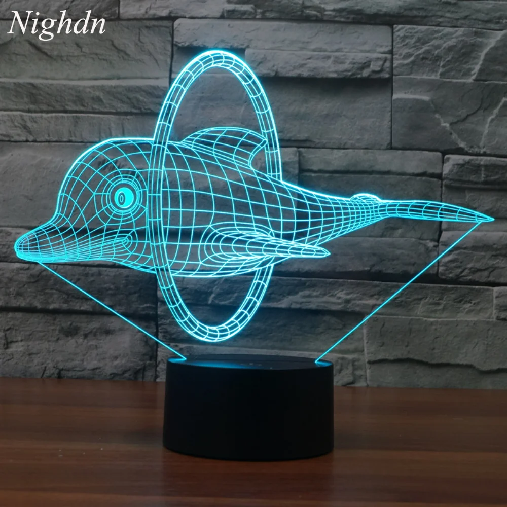 

Светодиодный ночсветильник с милым дельфином, 3D лампа, 7 цветов, меняющийся ночсветильник, подарок на день рождения, Рождество для женщин, де...