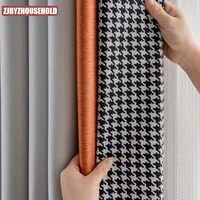 houndstooth curtains for living dining room bedroom beige orange stitching modern minimalist light luxury nordic curtains