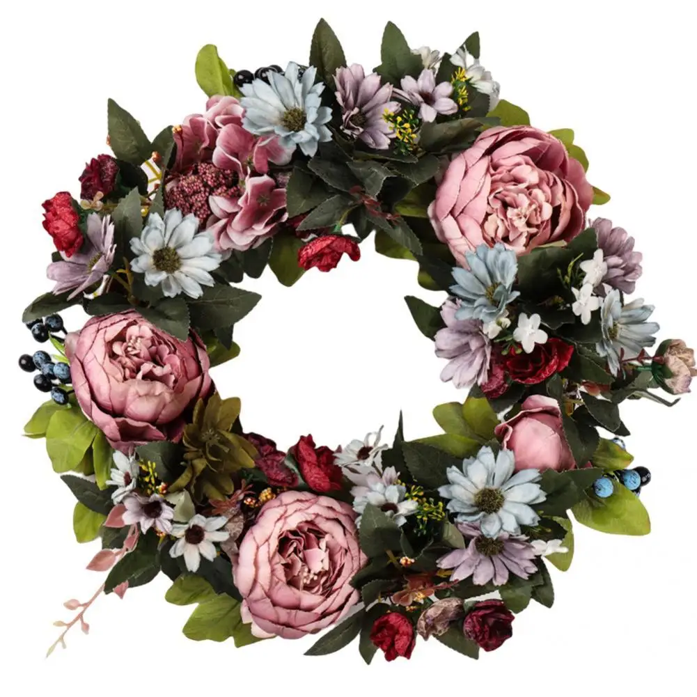 

Круглый модный яркий внешний вид инновационный дверной венок долговечный искусственный нежный венок для дома