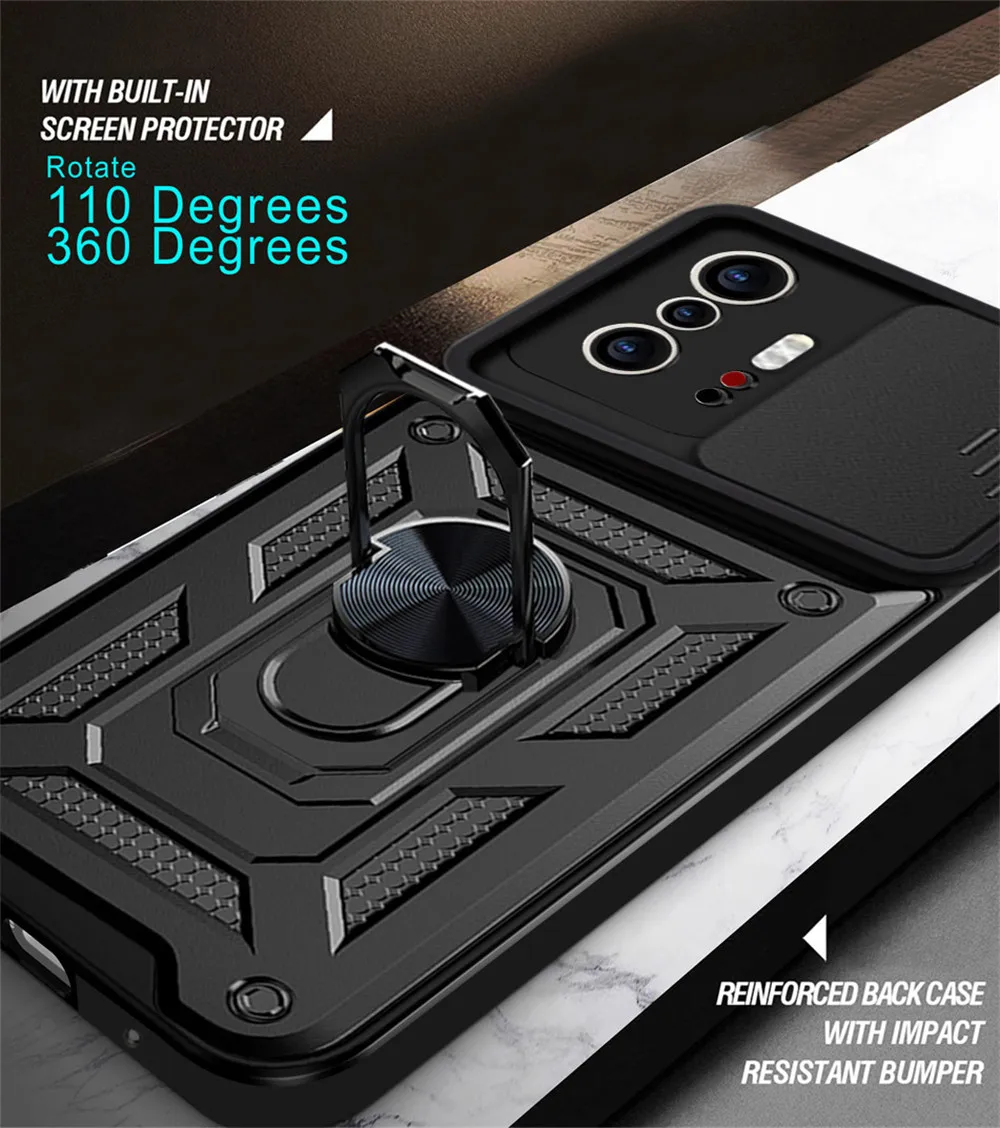 

For Xiaomi Mi 11T Pro Luxurious Rugged Magnetic Protection Anti Fall Push Window Ring Bracket Cover Mi 11T Shockproof Armor Case