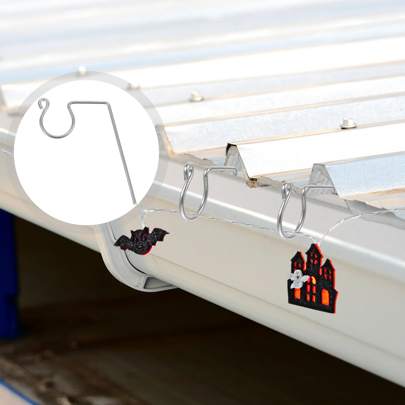 

50 Pcs Light Hook Gutter Hooks Christmas Lights Roof Outdoor Hangers Metal Guards
