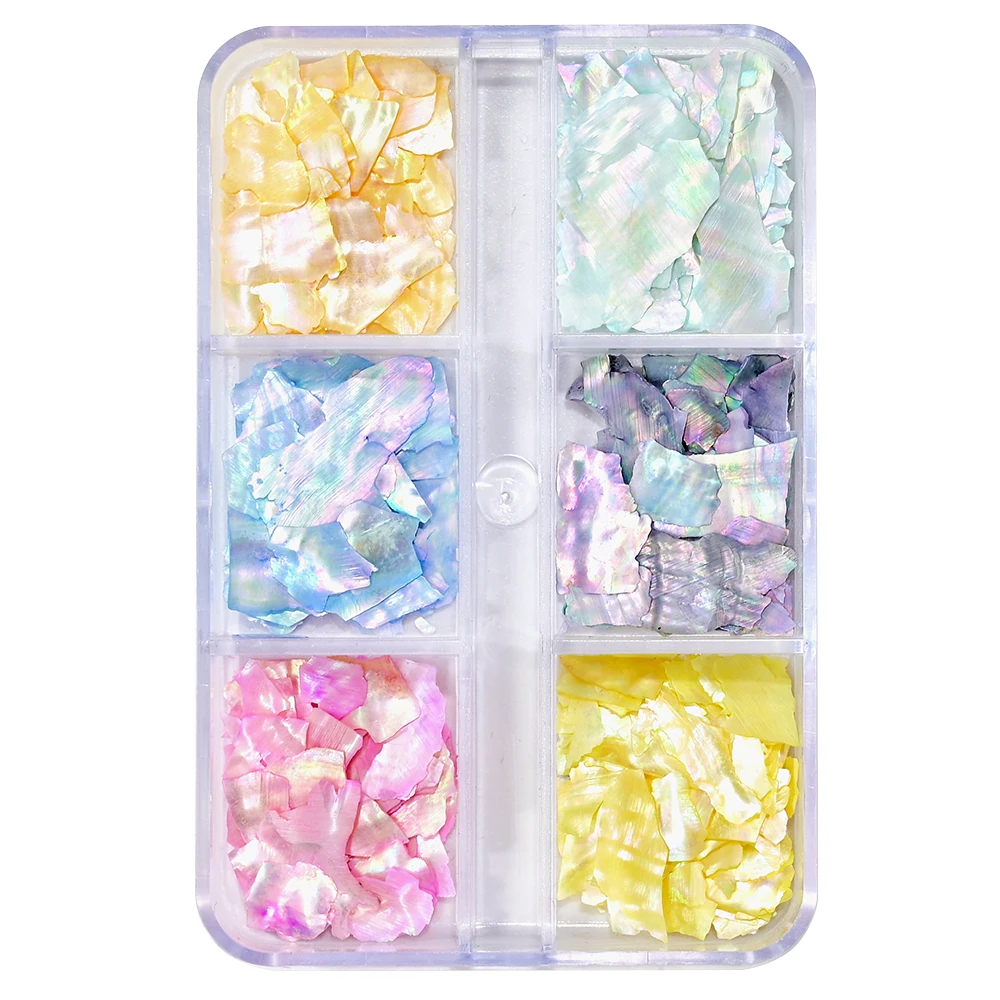 Хлопья Макарон с морскими ракушками 6 ячеек блестящие Асимметричные фрагменты