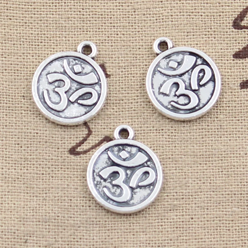 

15pcs Charms Double Sided Yoga Om 18x15mm Antique Silver Color Pendants DIY Crafts Making Findings Handmade Tibetan Jewelry