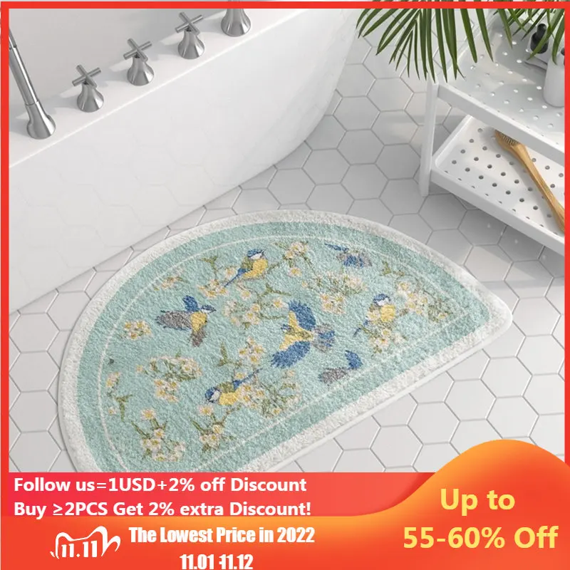 

Впитывающие коврики INS в пасторальном стиле для ванной, нескользящий коврик для душевой комнаты, боковой напольный коврик, мягкий пушистый ...
