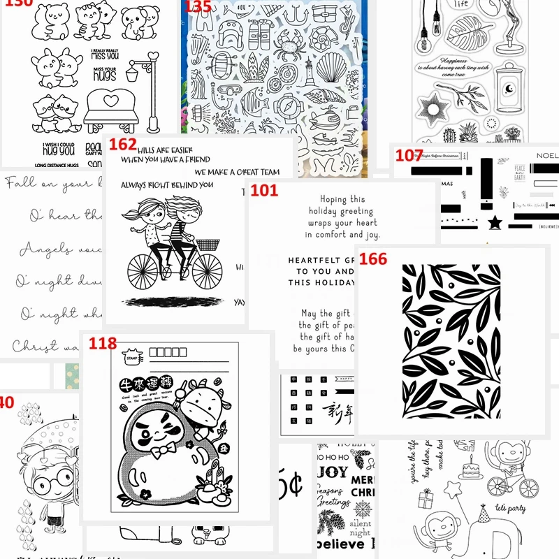 

Прозрачные силиконовые штампы с пожеланиями и надписями, 93-171