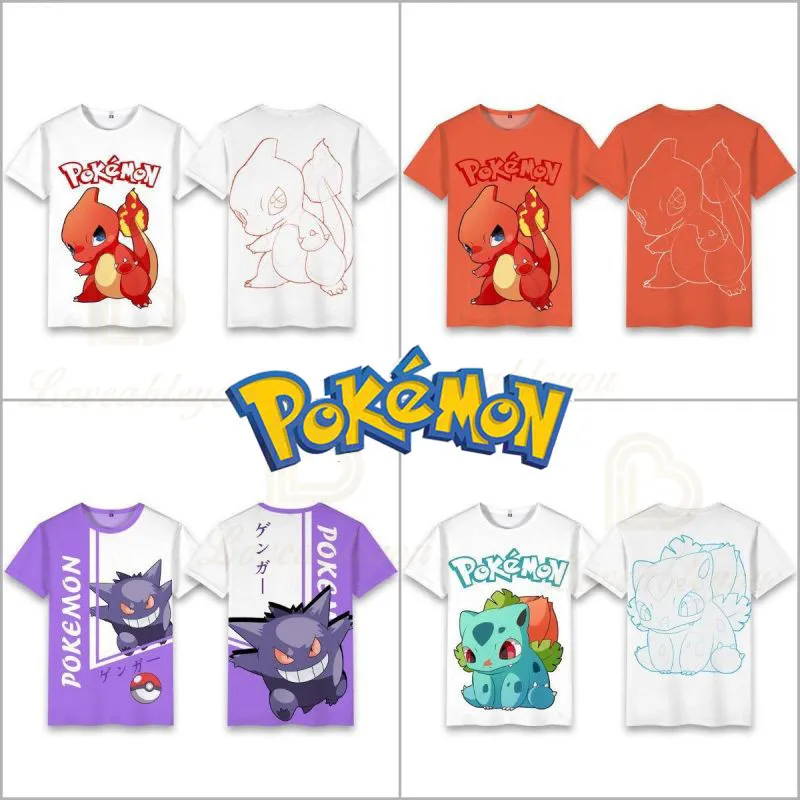 

Pokemon Tshirt for Kids Adults Pikachu Tops Cartoon Cool Children T-shirt for Boys and Girls Summer Fashion Teen Clothes