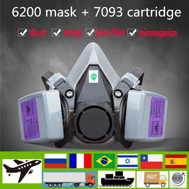 

Mascarilla antipolvo con filtro P100 6200, respirador de Gas de media cara para pintura, pulverización, pulido, seguridad en el