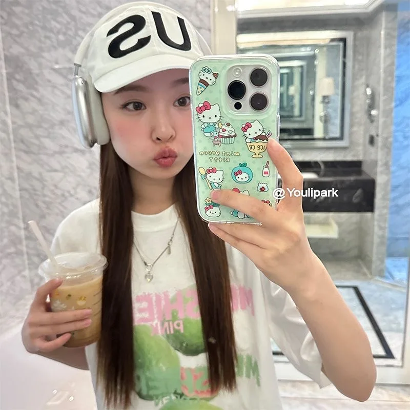 Ins Мороженое Hello Kittys прозрачное пространство для Vivo Y03 Y16 Y17 Y17S Y19 Y21 Y28 Y36 Y52S Y55S Y73S Y75 Y78