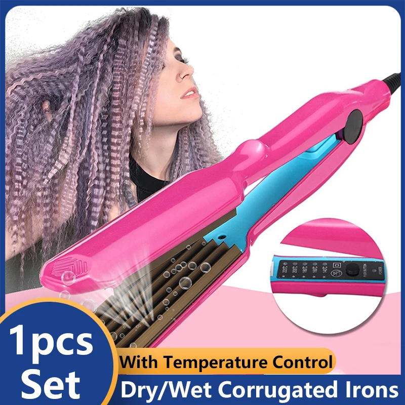 

Professional Hair Crimper straightener Curler Dry/Wet Corrugated Irons Ceramic Curling Iron with Temperature Control Waving Tool