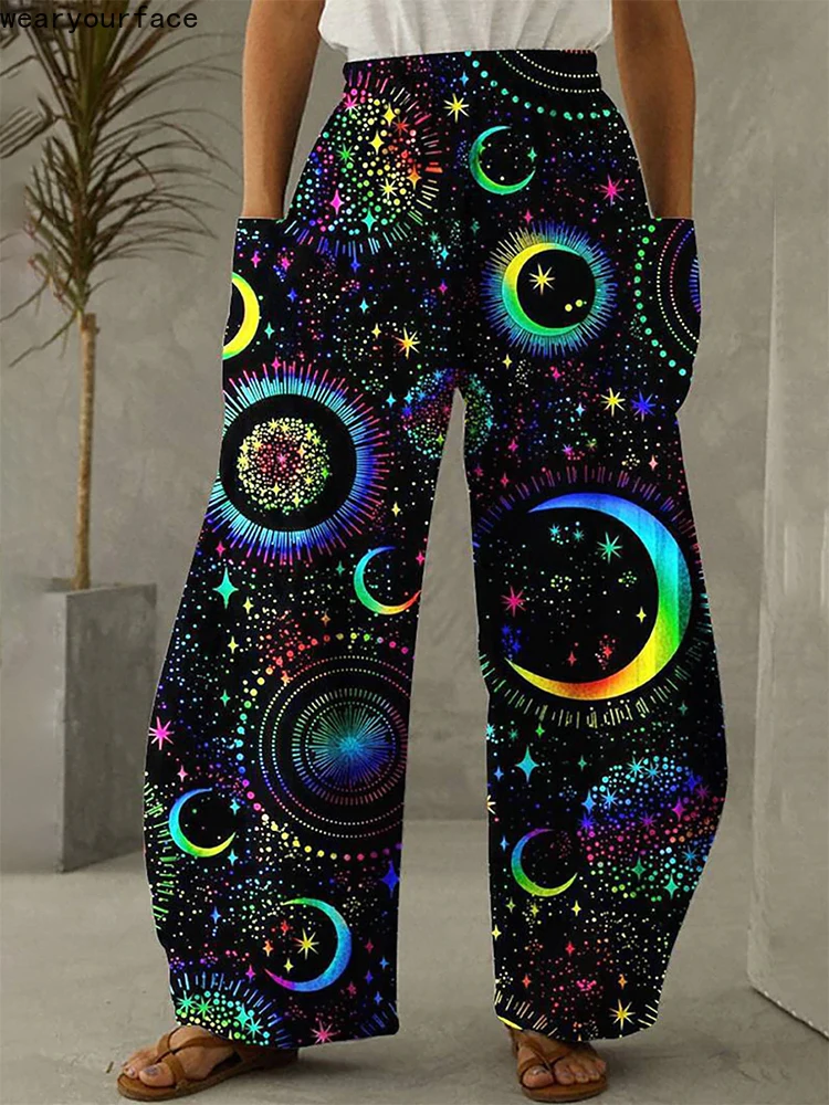 

Galaxy Sky Full Length Wide Leg Pants 3D All Over Print Thin Hipster Fashion Summer Streetwear Sweatpants Women Clothing