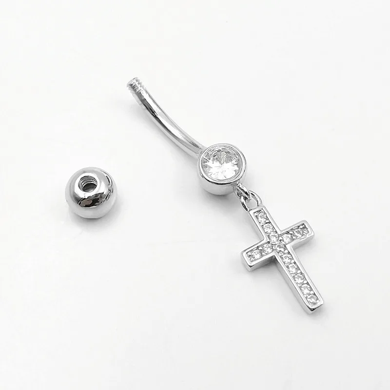 Женский пирсинг пупка из серебра 925 пробы