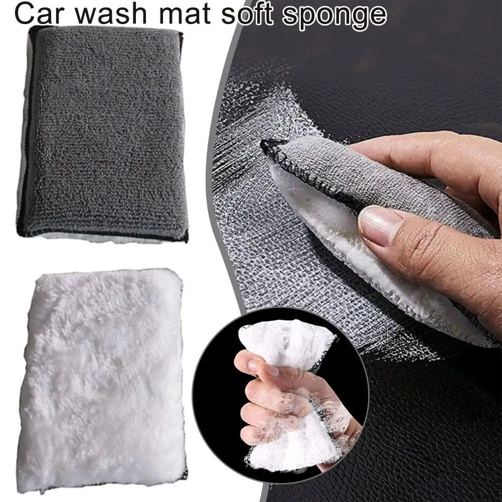 

1/2/5 шт., мягкая двухсторонняя губка из микрофибры для мытья автомобиля