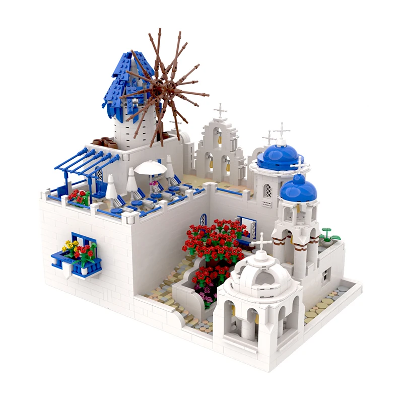 

Eske Kouri Building Blocks 2022 New Greece Aegean Sea Santorini Town Island Thera SaintIrene White Blue House Bricks Toys Gift