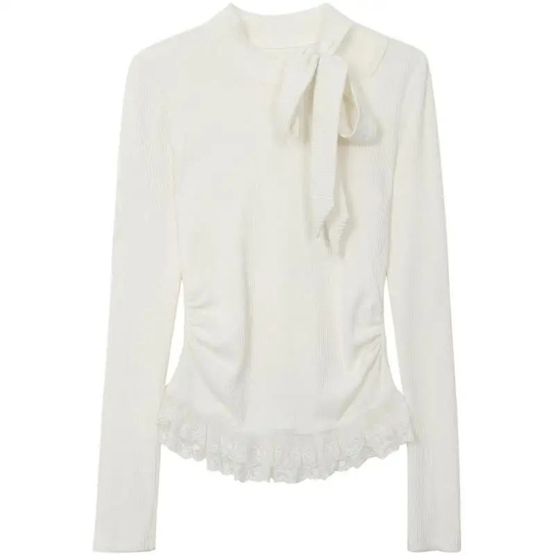 Yedinas Fairycore футболка женская с длинным рукавом на шнуровке бантом футболки одежда