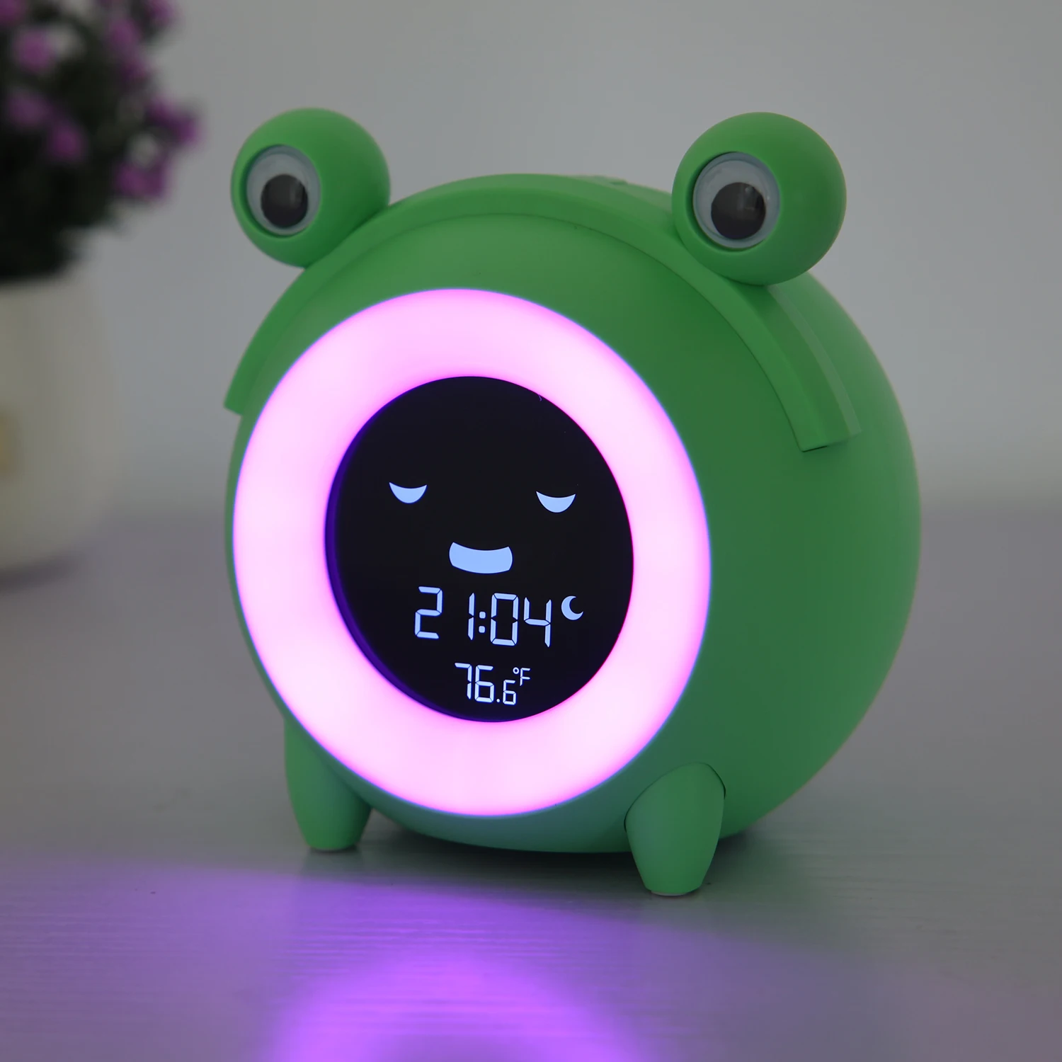Cute Animal Child Alarm Clock Sleep Trainer Digital Wake Up Colorful Night Light Snooze Temperature NAP Timer Kid Alarm Clock images - 6