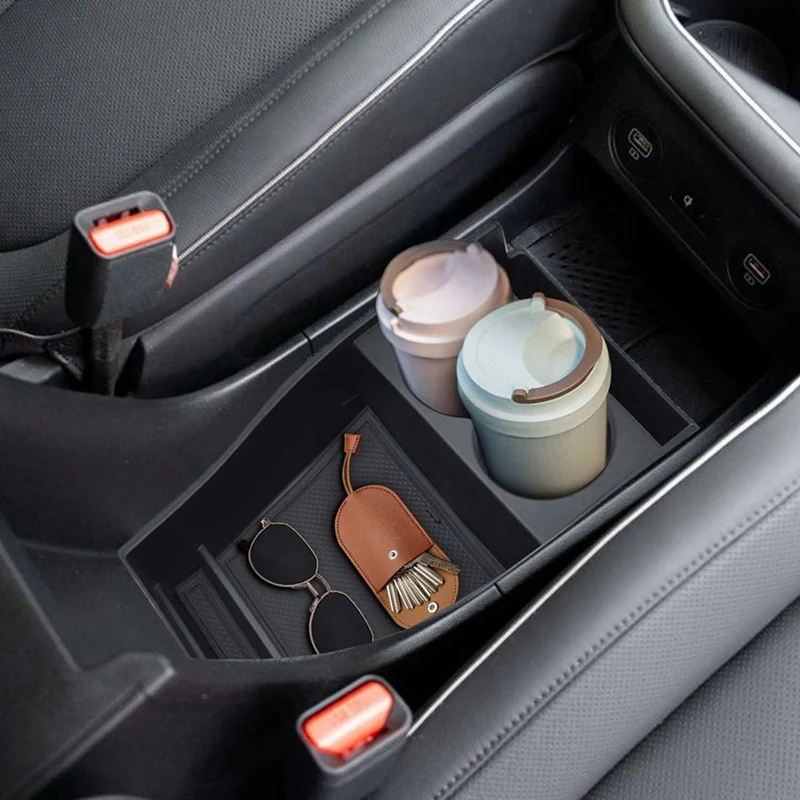 Органайзер центральной консоли с подстаканником и нескользящим ковриком нижний