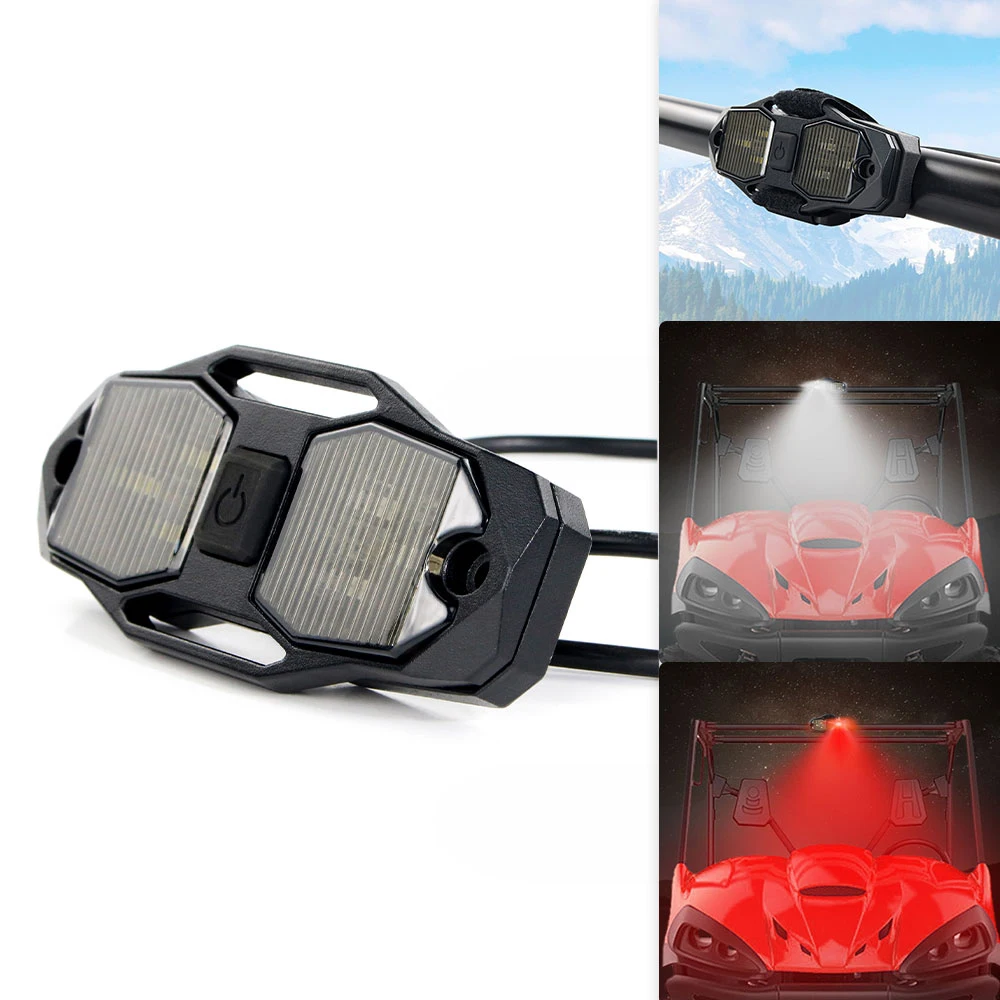 For UTV Polaris RZR Can-Am ATV Golf Cart Truck Pickup Jeep Toyota Tractor Roll Bar Mount LED Dome Light Rock Light With Switch
