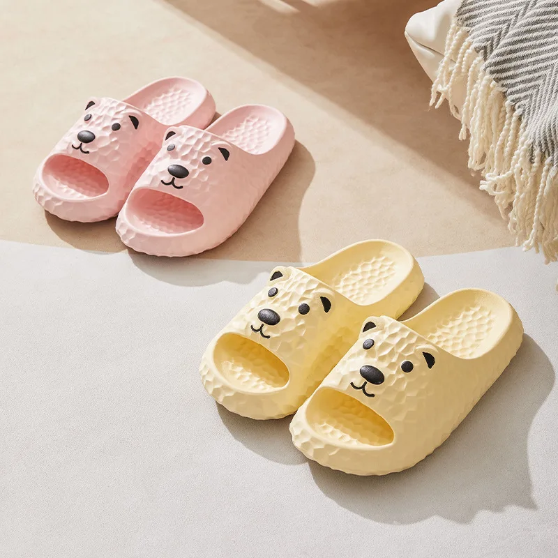 Lovely Funny Cartoon Polar Bear Women Slippers Soft Non-Slip Sandals Indoor Bathroom Couple Men Slides Summer Woman Shoes 2023