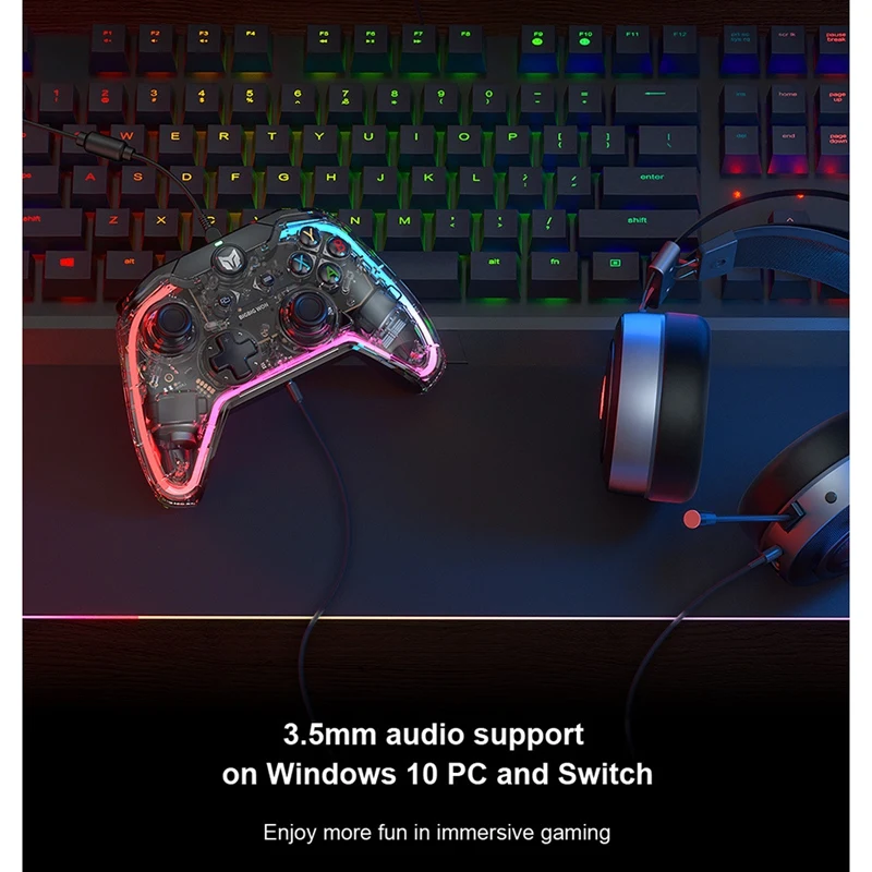 C1 Wired Somatosensory Gamepad Game Controller With 6-Axis Gyroscope RGB Light Effect/R90 Adapter Compatible For Switch |