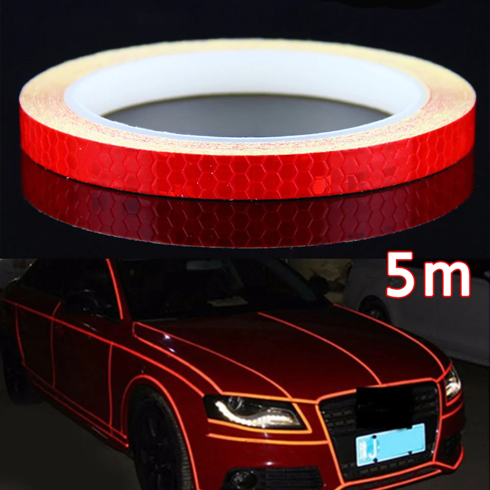 

5M Car Reflective Sticker Strips Body Self-Adhesive Glow Strip Vinyl Neon Tape Decals Sticker Bicycle Wheels Reflect Fluorescent