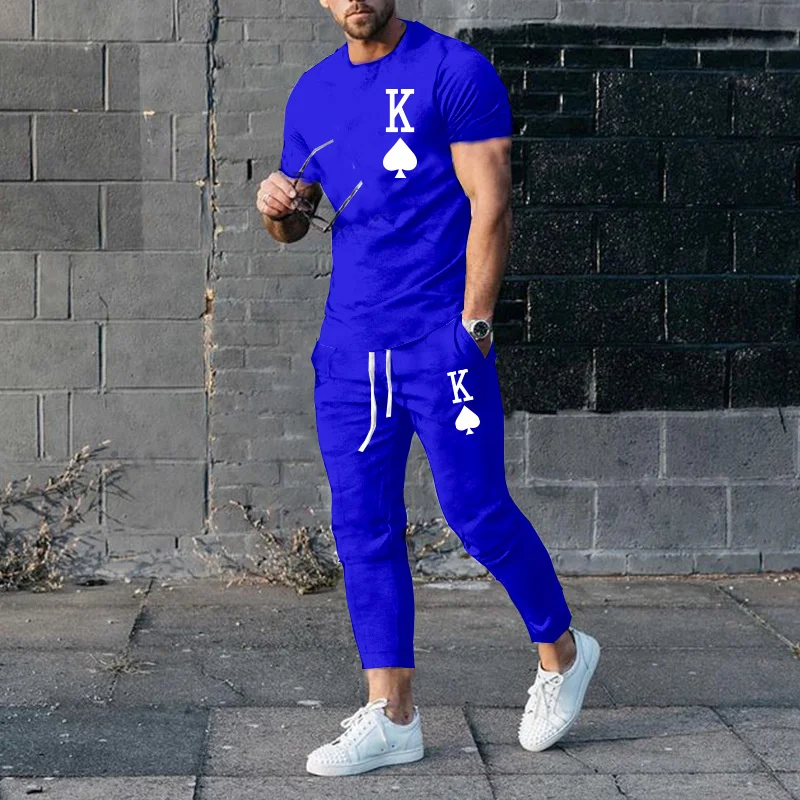 Summer New Men Tracksuits Fashion 3D printed Short Sleeve T Shirt Long Pants 2 Piece Sets Casual Trend Oversized Clothing