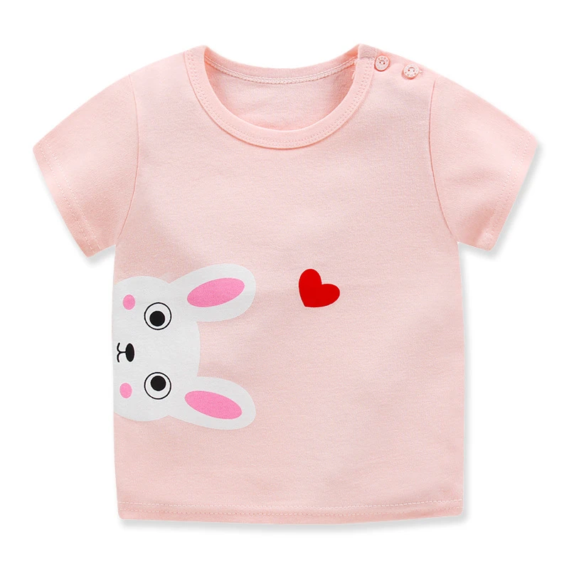 

2022 Summer Boys Girls Short Sleeves T-Shirts Children's Tshirt Pink Cat T Shirt Baby Girl Tops Cotton Kids Tees Girls Tops