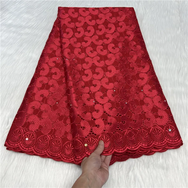

Swiss Voile Lace In Switzerland 2023 High Quality Afircan Cotton Lace Fabric with Stones for Sewing Women Wedding Party 23A35