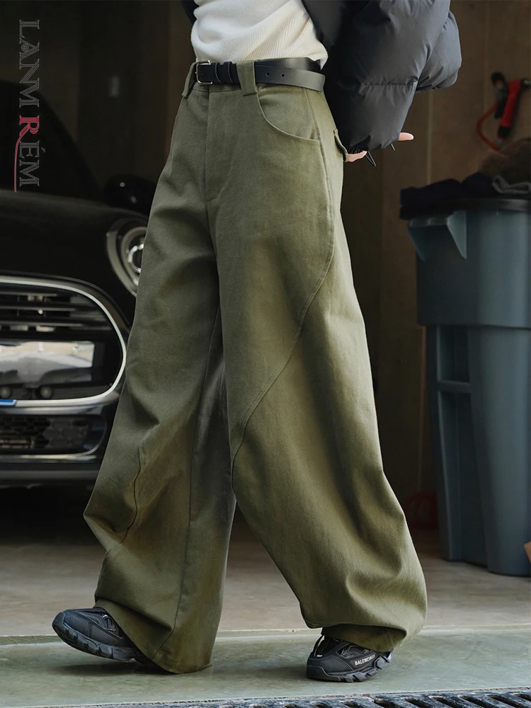 

LANMREM Wide Leg Pants For Women Korean Style High Street Design Loose Solid Color Trousers Winter 2023 New Fashion 2WA135