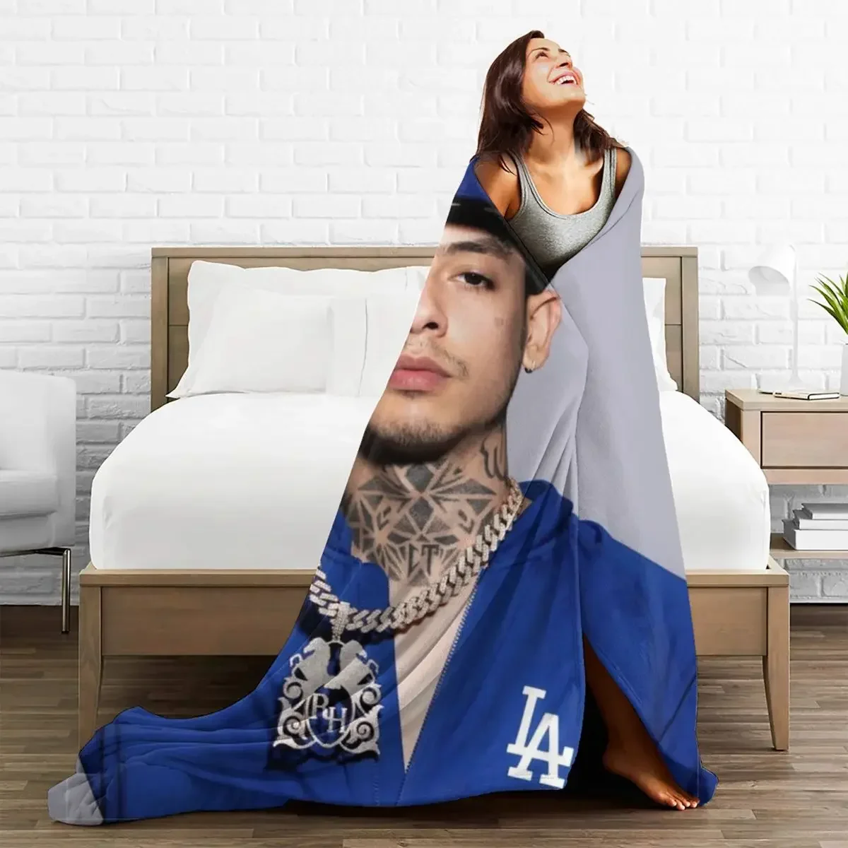 N-Natanael Canos Musician Синее Фланелевое Одеяло Портативное Теплое Дорожное Дизайнерское