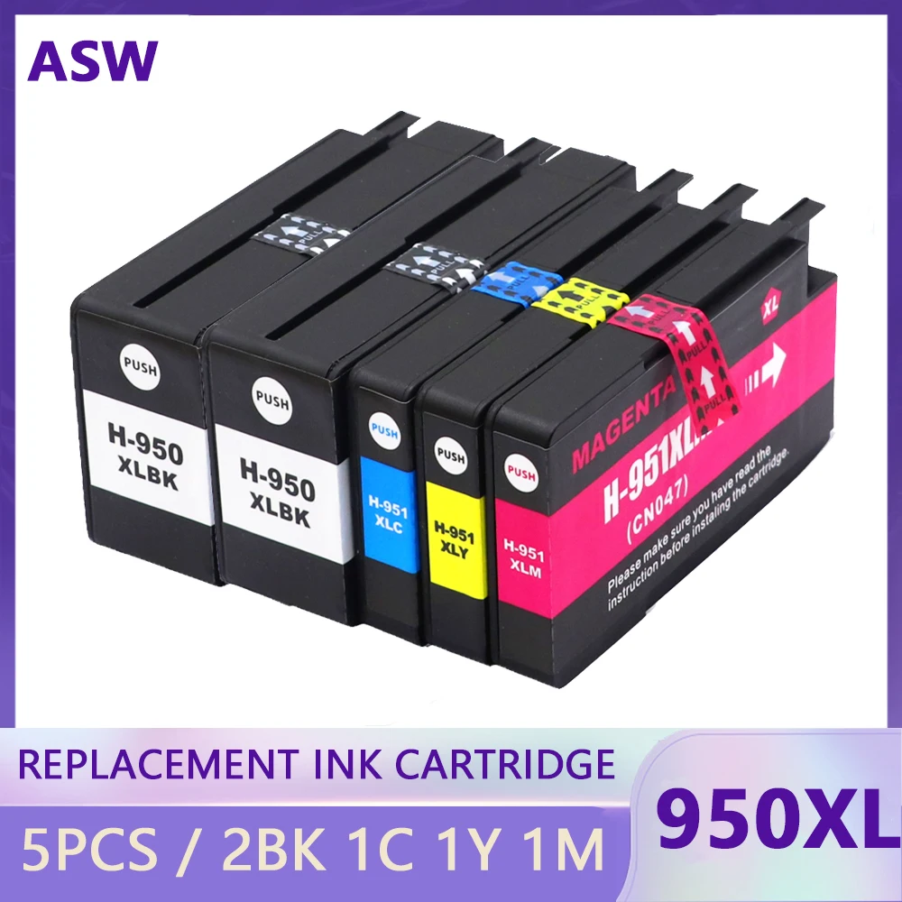 

5PK Compatible HP 950XL 951XL HP950 Ink Cartridge for HP 950 951 for Officejet Pro 8100 8600 251dw 276dw 8630 8650 8615 8625