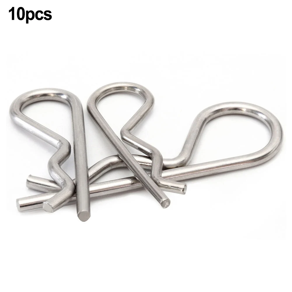 10pcs Stainless Steel R Retaining Clip Spring Cotter Pin Marine Hitch Pin Lock Wave Shape Split Clip Clamp Hair Tractor Pin