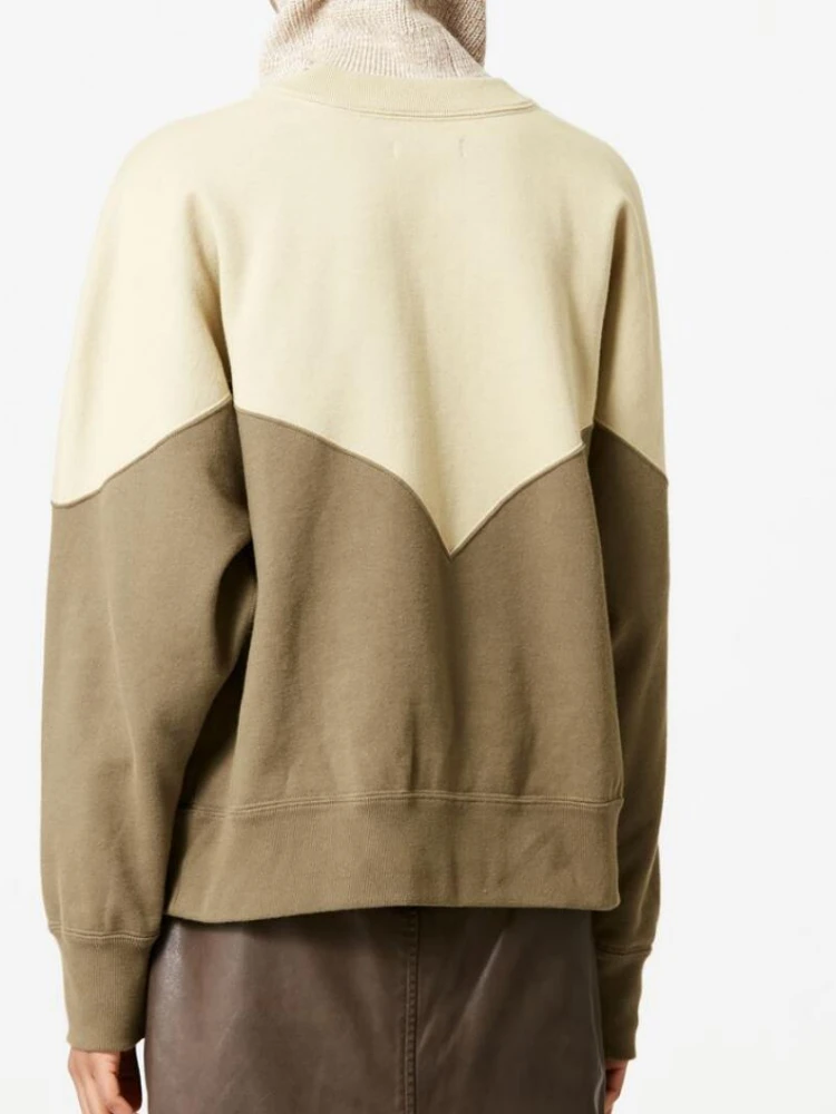 

Women Hoodie 2022 Spring and Autumn New Round Neck 100% Cotton Colorblock Letter Printing Long-sleeved Women Casual Sweater