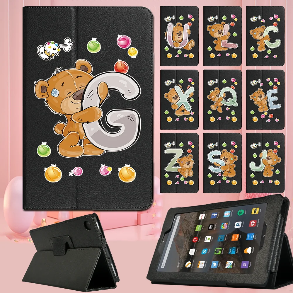 

Flip Tablet Case for Fire HD 8(6th/7th/8th)/Fire 7(5th/7th/9th)/HD 10(5th/7th/9th) 26 Letters Pattern Leather Stand Cover + Pen