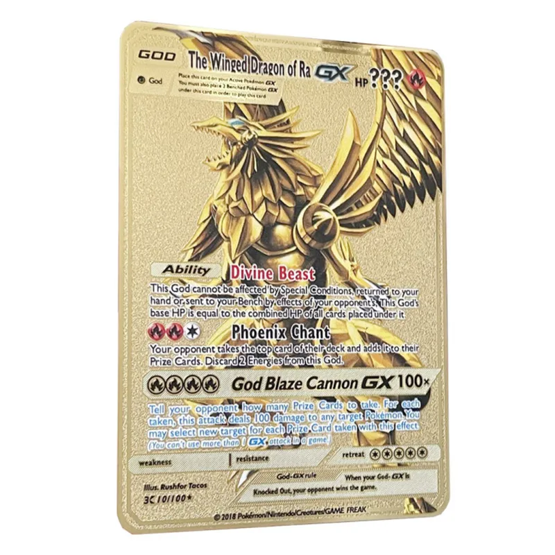 

English Version of Pokemon Metal Letters Kapikachu Fire-breathing Dragon Game Battle Playing Cards Children's Toy Gift The Boys