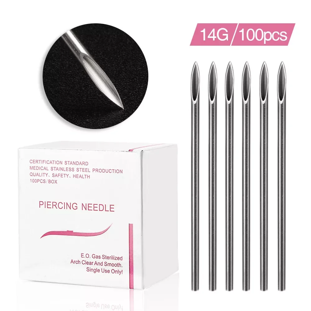 

10PCS Tattoo Supply Accessories 14G 16G Piercing Needles Disposable Sterile Body Piercing Needles Assorted Ear Nose Navel Nipple