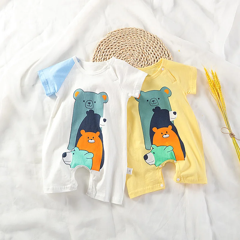 

Комбинезоны для маленьких девочек и мальчиков, комбинезон для младенцев, весенне-летние хлопковые комбинезоны с мультяшным рисунком, комби...