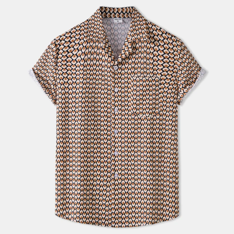 

2022 Hawaiian beach style Cuban collar ice silk digital printing European and American casual short-sleeved floral shirt men
