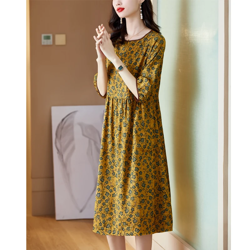 Женское шелковое атласное платье с принтом в виде облаков Новинка лета 2022